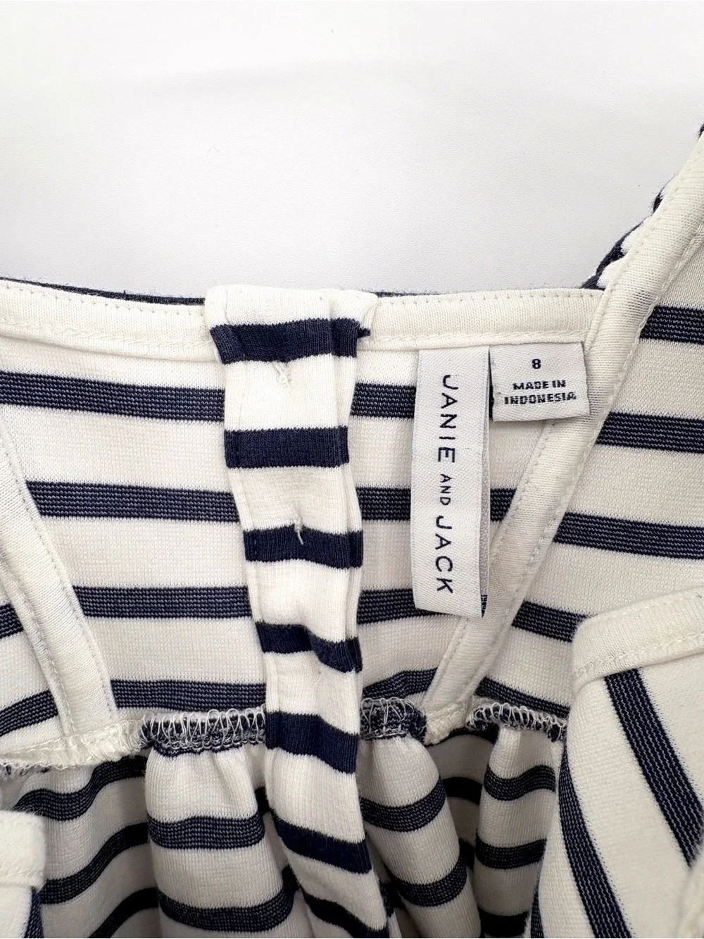 JANIE & JACK Nautical Navy Striped Ruffle Dress Girls 8
